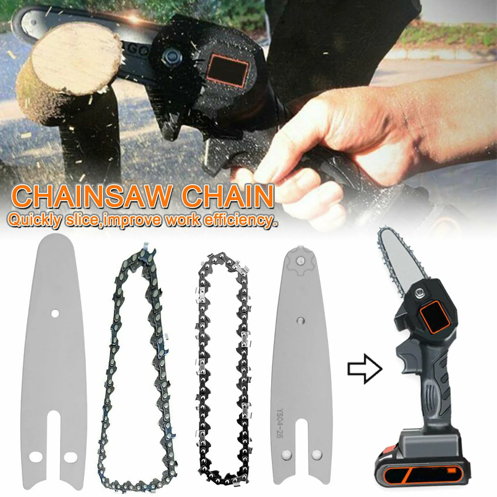 

4/6/8 Inch Chainsaw Chains Guide Set For Mini Electric Chain Saw Wood Cutter Hand Held Pruning Saw Wood Cutting