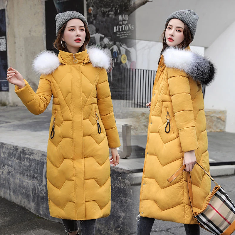 

2020 New Winter Jacket Women Coat Long Hooded Thick Warm Cotton Padded Jacket Winter Fur Parka Causal Overcoat Women Basic Coats