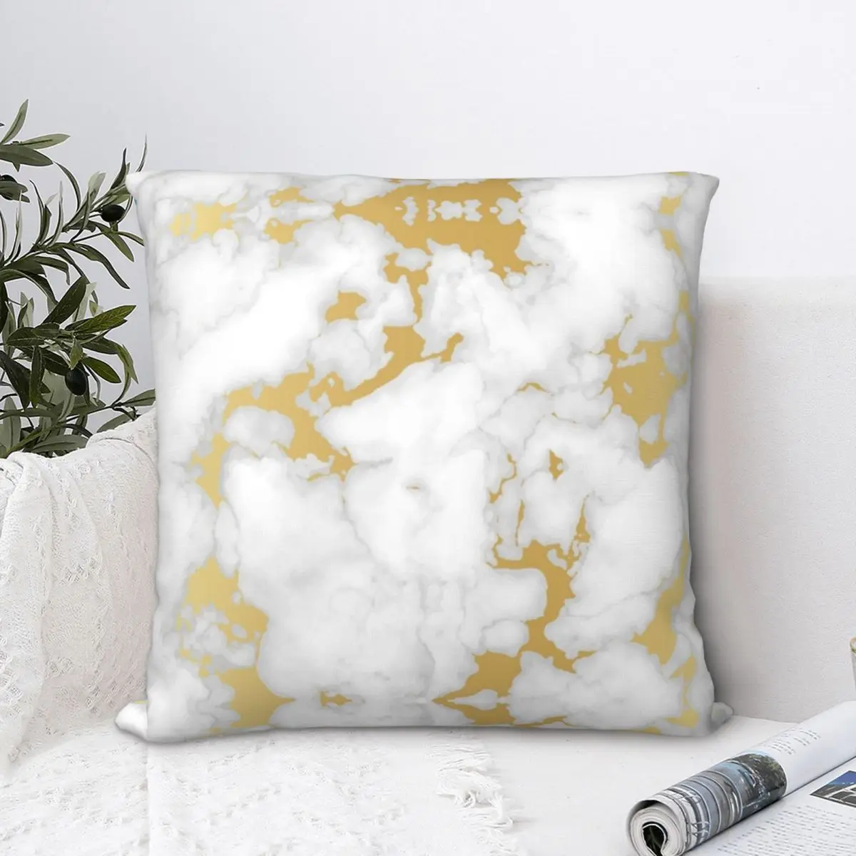 

White Grey And Gold Luxury Marble Pillowcase Soft Polyester Cushion Cover Gift Alcohol Ink Boho Pillow Case Cover Home 18''