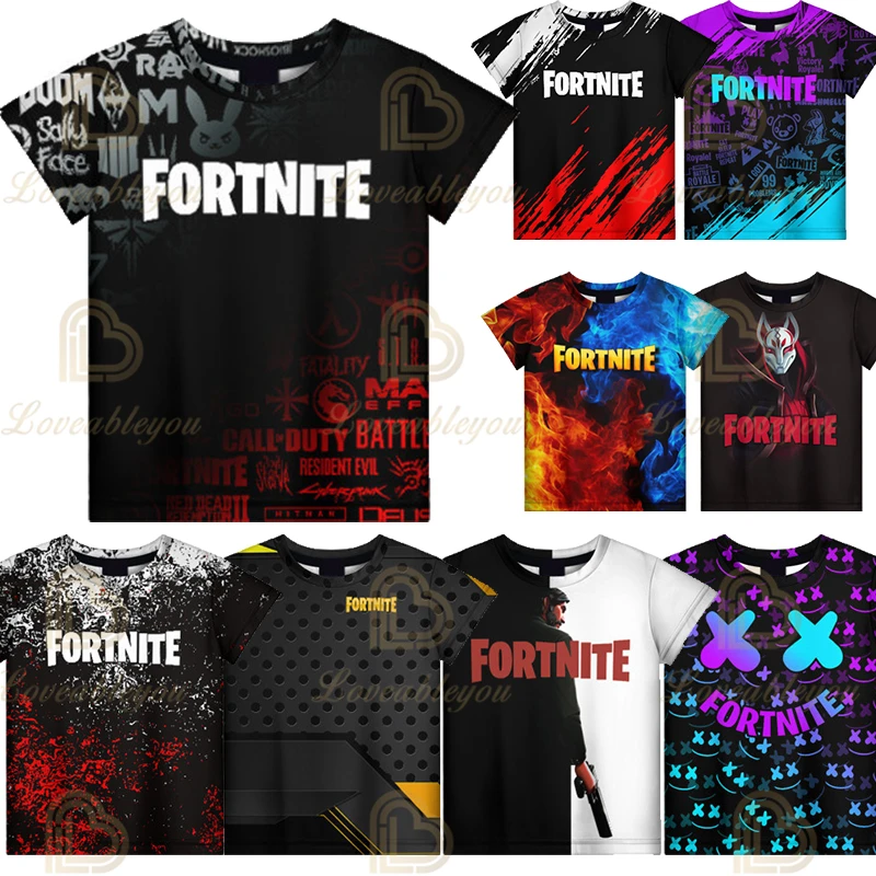 

Fortnite Boys T-shirt Kids Tops Summer Children Clothes 3D-Print Funny Battle Royale Game Graphics T Shirt Toddler Girls Top Tee
