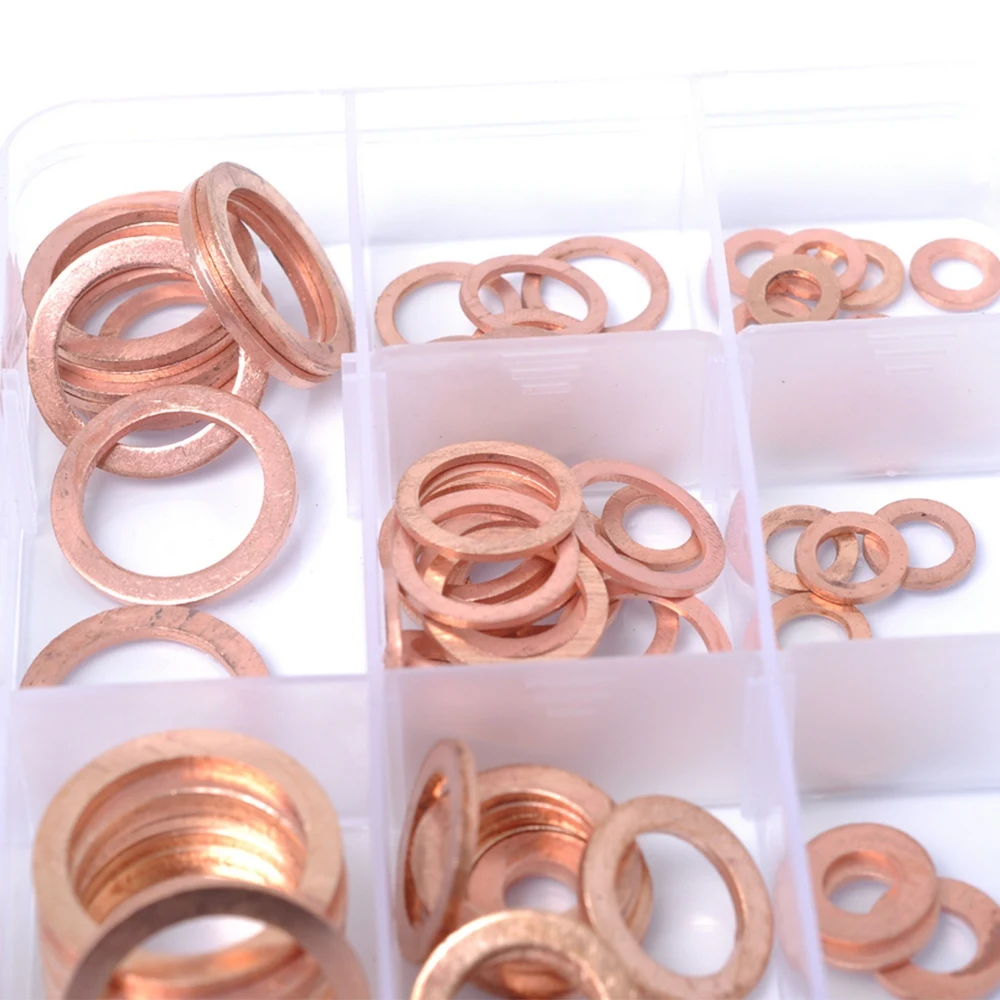 

80/120/150/200/280PCS/Set high quality Car Copper Washer Car Engine Oil Drain Solid Copper Ring Gaskets Flat Washer Seal Kit