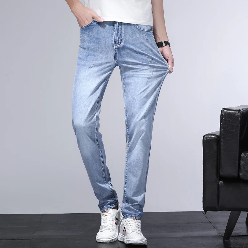 

New Men's Trousers Slim Elastic Cotton Jeans Italy Eagle Brand Fashion Business Classic Style Denim Pants