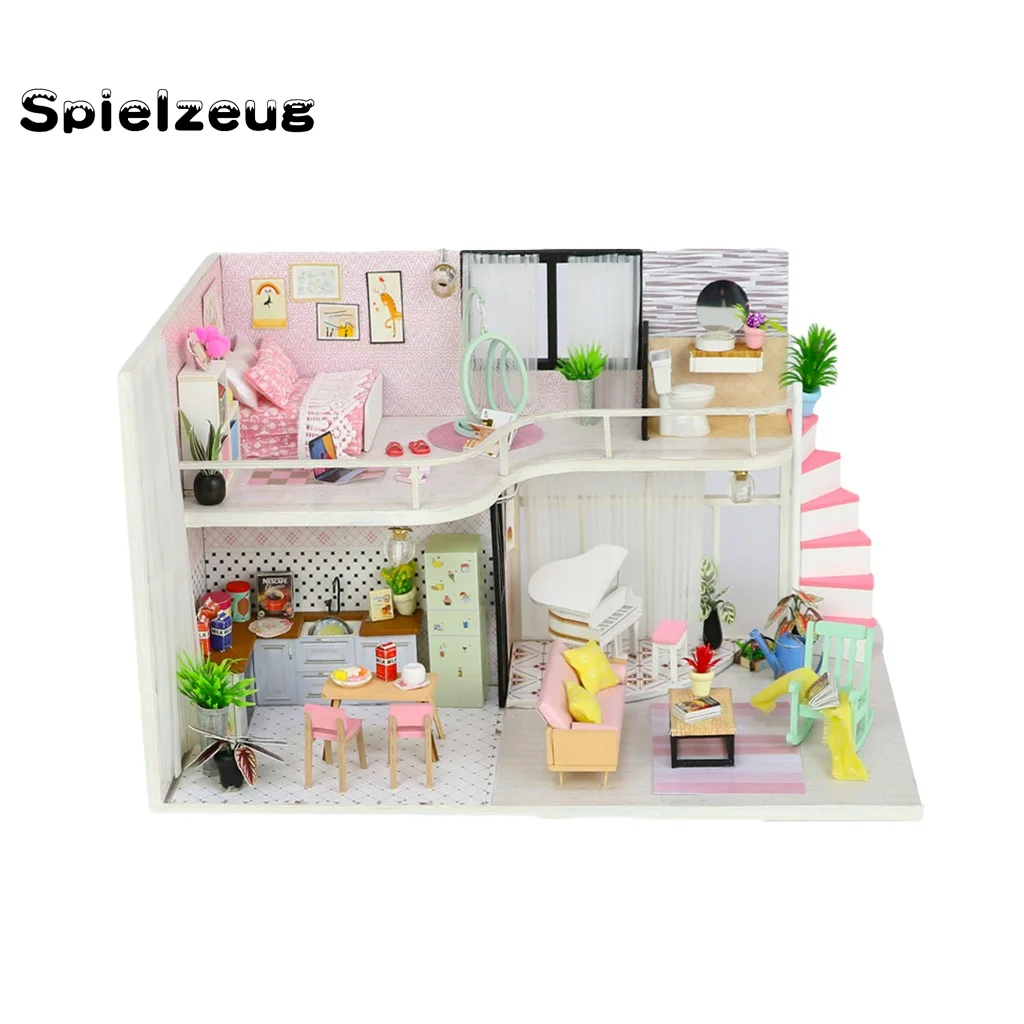 3D светодиодный деревянный миниатюрный кукольный домик сделай сам мебель декор