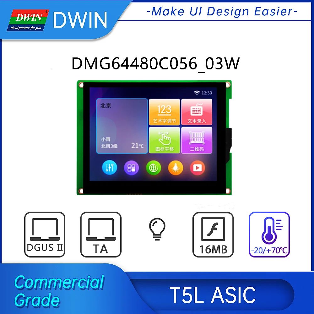 

DWIN 5.6 Inch TFT LCD 640*480 Pixels Resolution Module 16.7M Colors Smart LCM HMI TN Touch Panel Display T5L DMG64480C056