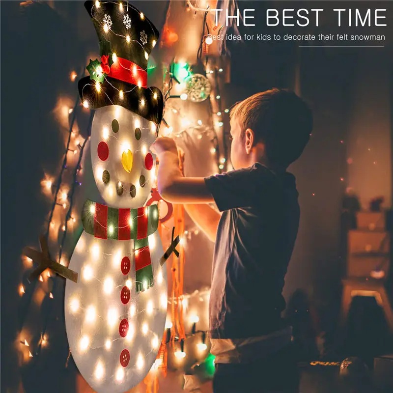 DIY светящийся Войлок рождественские подарки снеговик Рождественская Наклейка