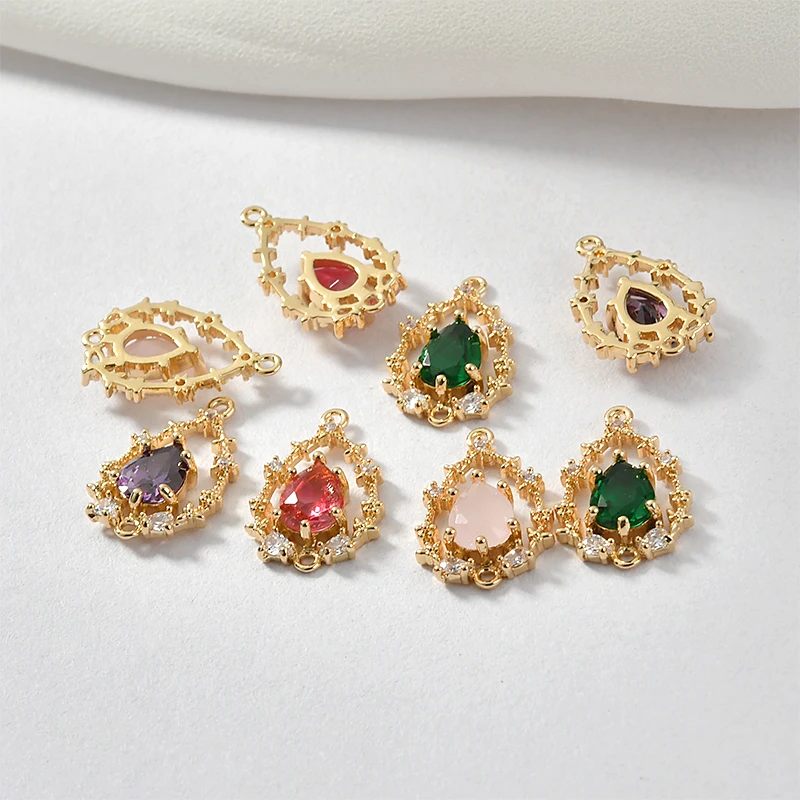 Кружевной двойной висячий цветок циркон кулон покрытый медью 18 К золото DIY серьги