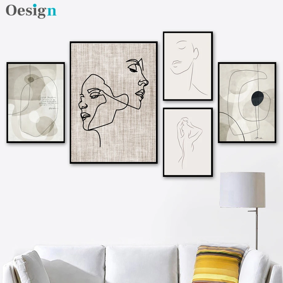 

Abstract Line Face Girl Body Geometry Wall Art Canvas Painting Nordic Posters And Prints Wall Pictures For Living Room Decor