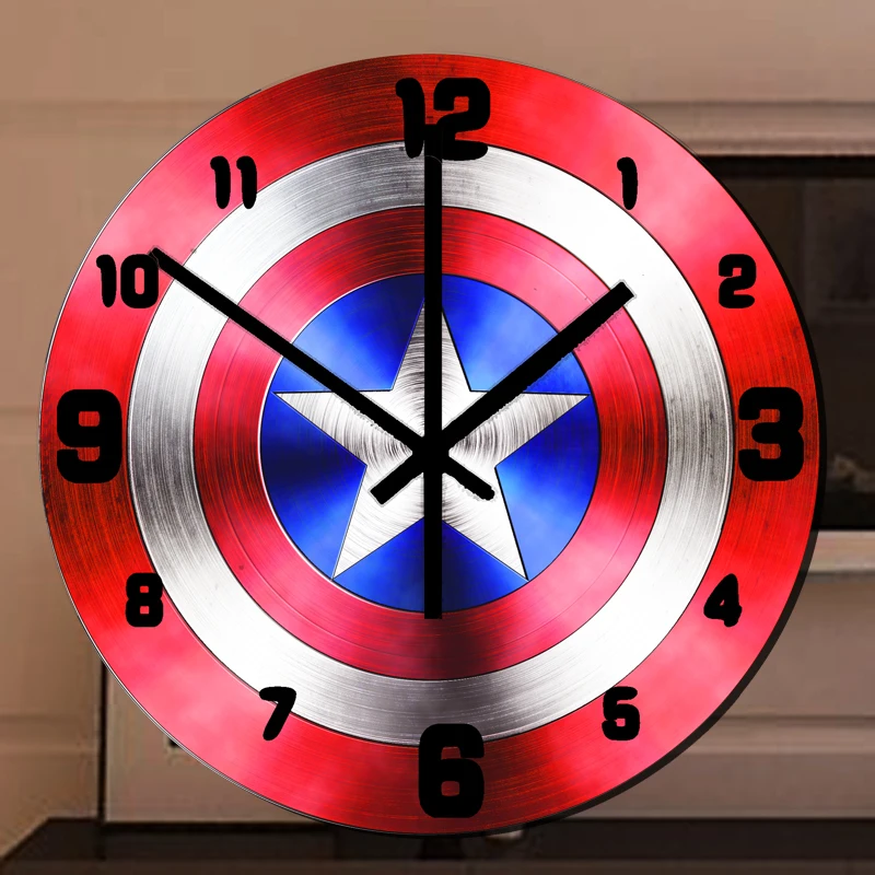 

2021 Marvel Captain America Wall Clock Electronic Smart Luminous Timer Wake Up Children's Desktop Alarm Clock Bedroom Decoration