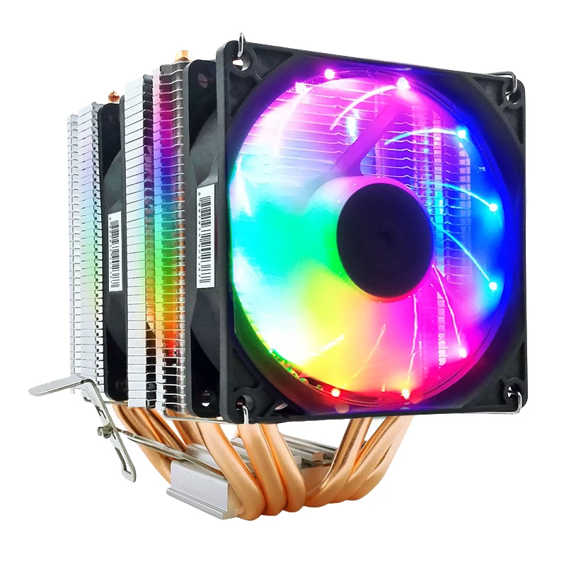 

SNOWMAN 4PIN Temperature Control CPU Cooler,6 Copper Tube Mute Dual Fan CPU Cooler,Suitable for AMD Universal Cooler