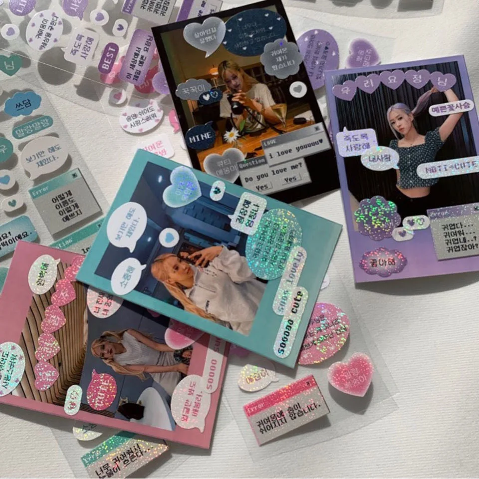 

Корейские милые наклейки в стиле инстаграм, материал для диалоговой коробки, наклейка для открыток, для скрапбукинга, «сделай сам», украшен...