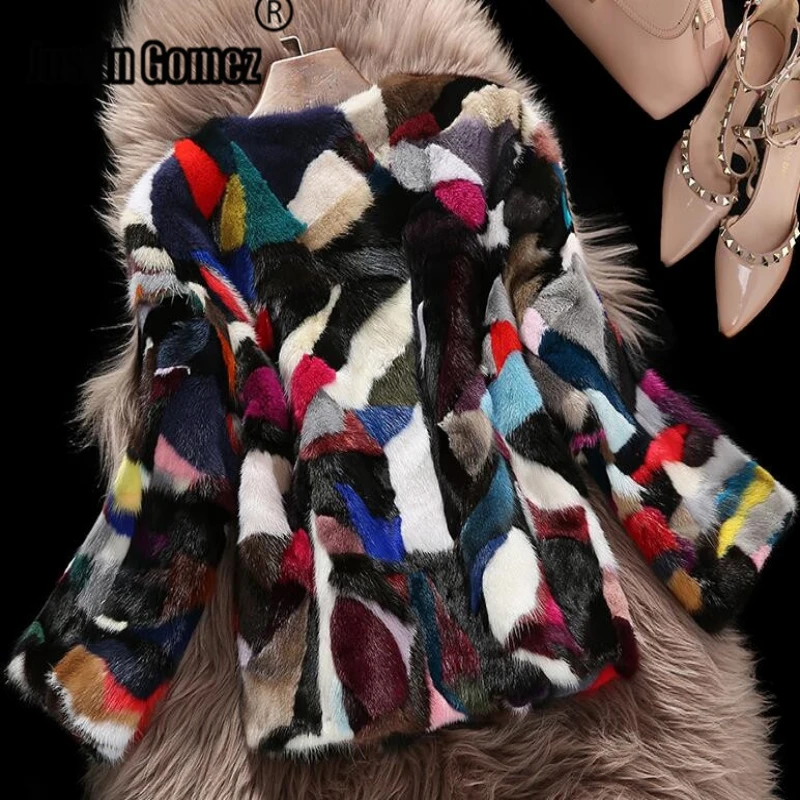 

Discount Sale Fashion Slim Lady Genuine Mink Fur Coats Patchwork Sexy Real Mink Fur Jackets abrigos para mujer