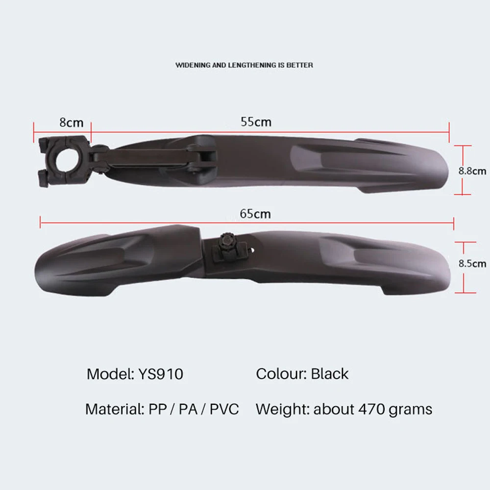 

Front Rear Bicycle Mud guard MTB Bike Fender 24 26 27.5 29 inch Quick Release Bike Wings Lengthen Durable Wheel Fenders