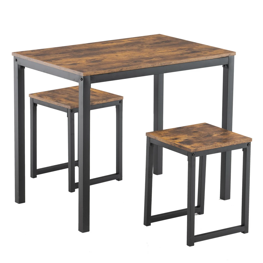 

Simple Three-piece Dining Table and Chair Set, Burnt Wood Color 75cm High (90 x 60 x 75cm)