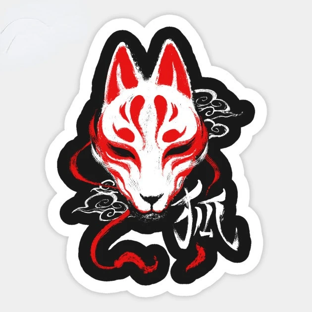 

Fashion Fox Ninja Mask Japan Anime Car Sticker Decal Decor Motorcycle Off-road Laptop Trunk Guitar PVC Vinyl Stickers15*15cm