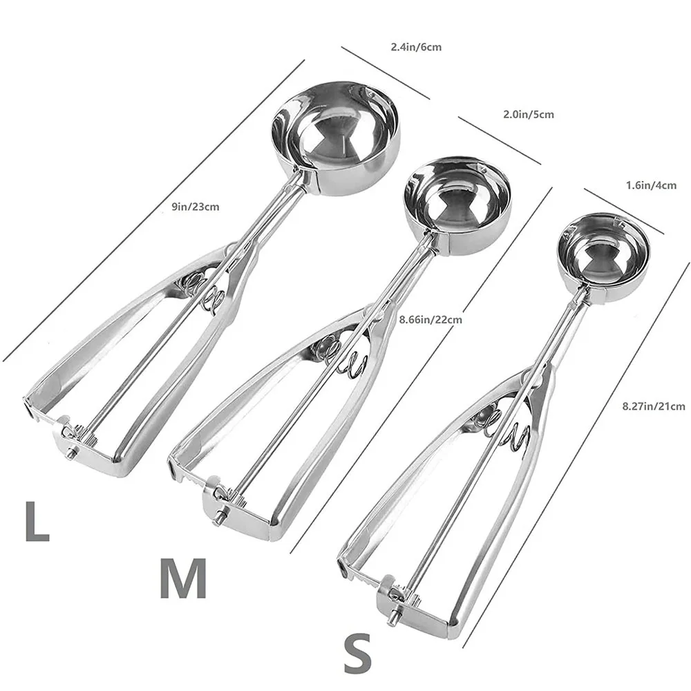 Ice Cream Scoops Stainless Steel Cookie Scoop 4cm 5cm 6cm Baking Biscuit Fruits Potato Watermelon Ball Kitchen Accessories |