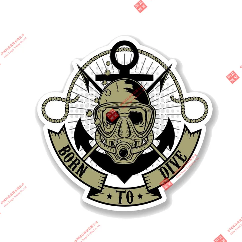 

Interesting Born To Dive Scuba Diving Decal PVC Motorcycle Car Sticker Car Window Body Decorative Stickers Accessories