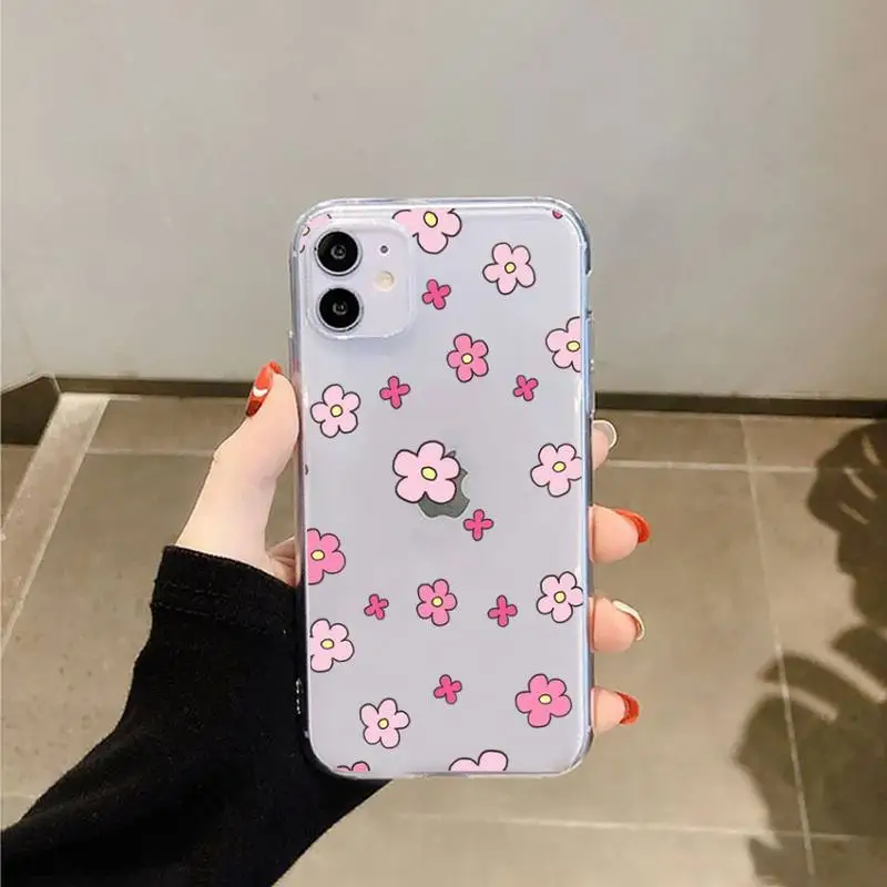 

Cute flower creative cartoon Phone Case Transparent for iPhone 11 12 mini pro XS MAX 8 7 6 6S Plus X 5S SE 2020 XR