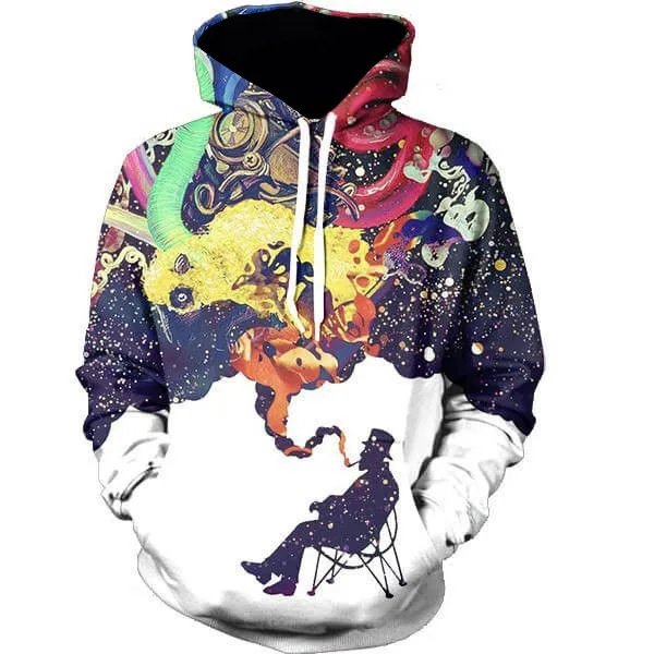 

CNUUIKOOEK Sweatshirts Men's 3D Thinking big bang Printed Hooded Pocket Pullover Hoody Fashion Hooded Men's Hoodies
