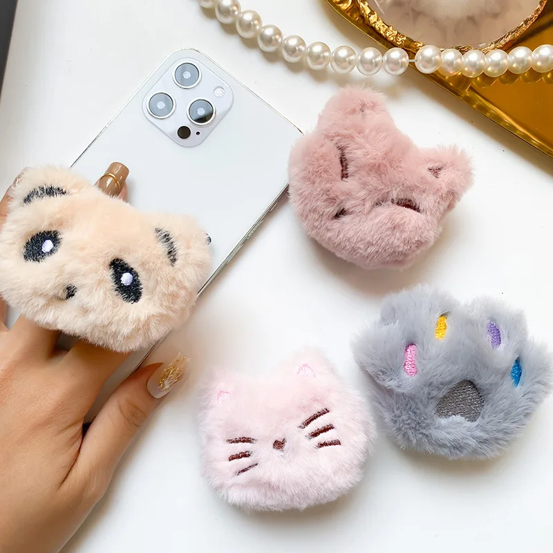 

Ins Cute Cat Claw Griptok Plush Mobile Phone Holder for IPhone Samsung Mobile Phone Accessories 2021 New Universal Grip
