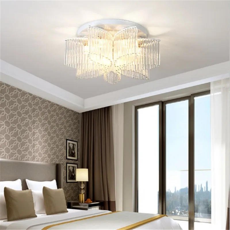 Post-modern light luxury crystal ceiling lamp beautiful bedroom living room atmosphere simple European style 2020 new | Освещение