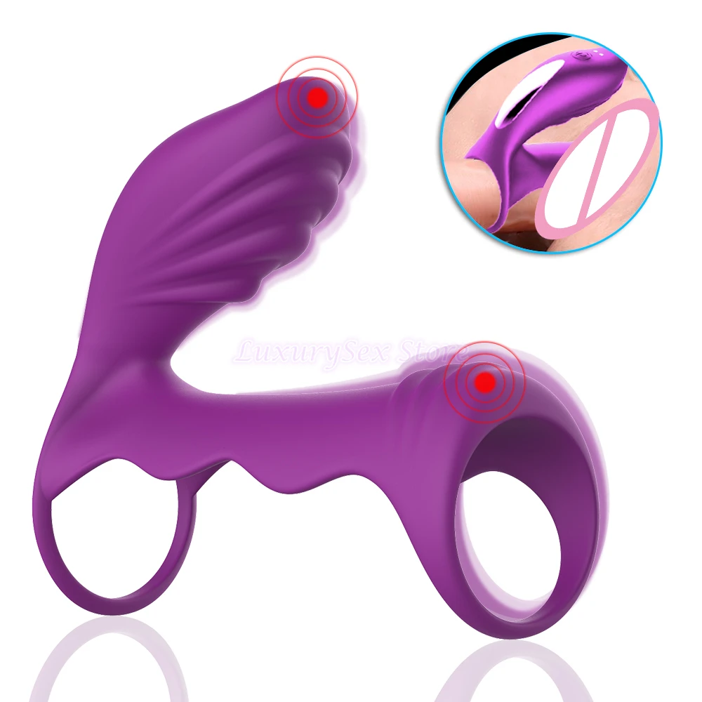 Вибрирующее кольцо на пенис массажер петух рукав двойной G spot вибратор