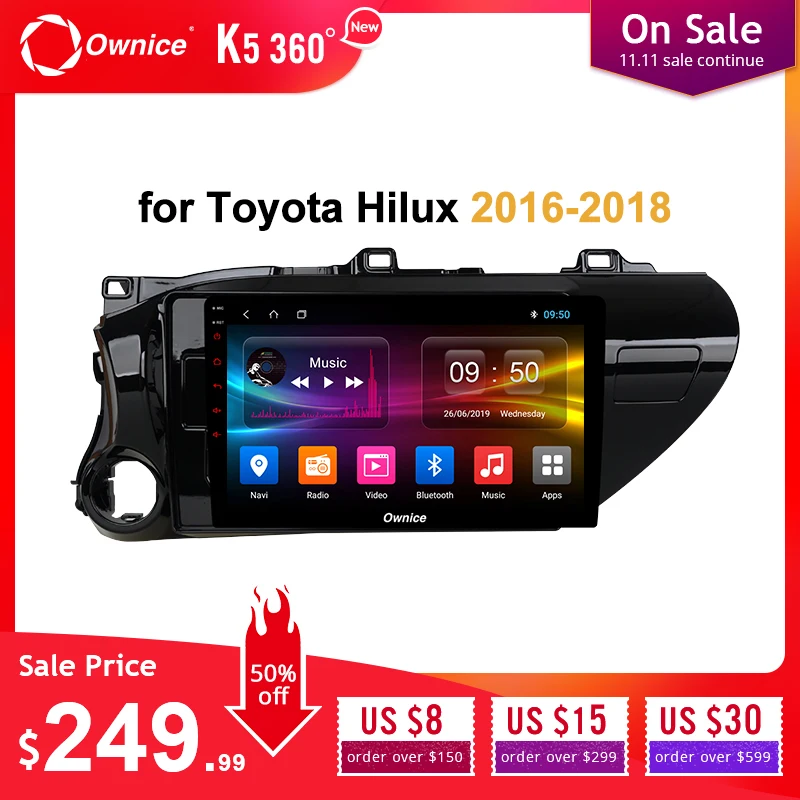 Ownice K1 K2 Android 8,1 автомобильный радиоприемник 2 din для Toyota Hilux- для автомобиля, DVD Бортовой компьютер навигации gps головное устройство аудиосистемы