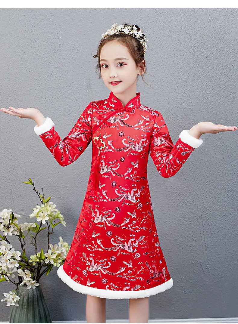 Утепленная одежда платье с цветочным узором для девочек на свадьбу подружки