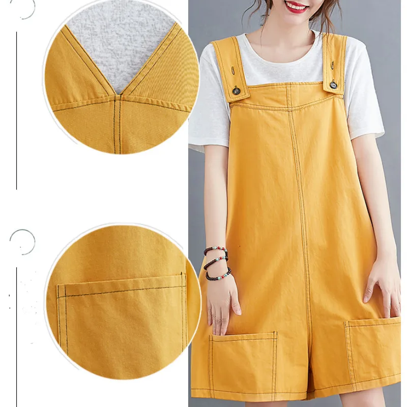 

Rompers Women Solid Pocket Wide Leg Summer Loose Vintage Women Chic Fashion Loose Cute Simple Harajuku Ulzzang Ins Leisure New