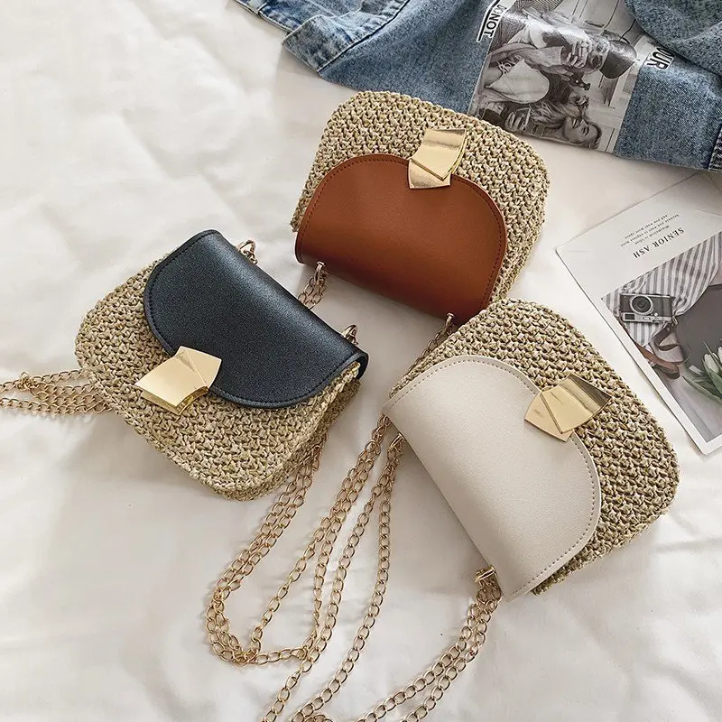 

New Women Solid Color Chain Weave Handbags for Women 2021 Summer Day Casual Travel Fashion Large Ladies New Shoulder Bags