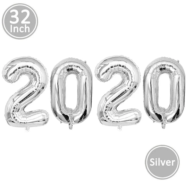 32inch silver 2020 40 дюймов золотые шары из фольги в виде цифр рождественские украшения для дома счастливый год Декор розовое золото серебро большой гелиевый Глобус - Цвет: 32inch silver 2020