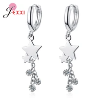 dangle earrings with charm genuine 925 sterling silver bright stars long dangle earrings for women fashion jewelry new mode