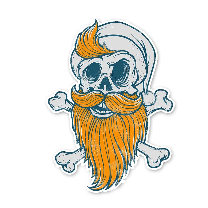 

Beautiful Cartoon Lovely Big Bearded Skull KK Reflective Car Sticker Waterproof Laser Fashion Decal Pvc 11CM X 15CM