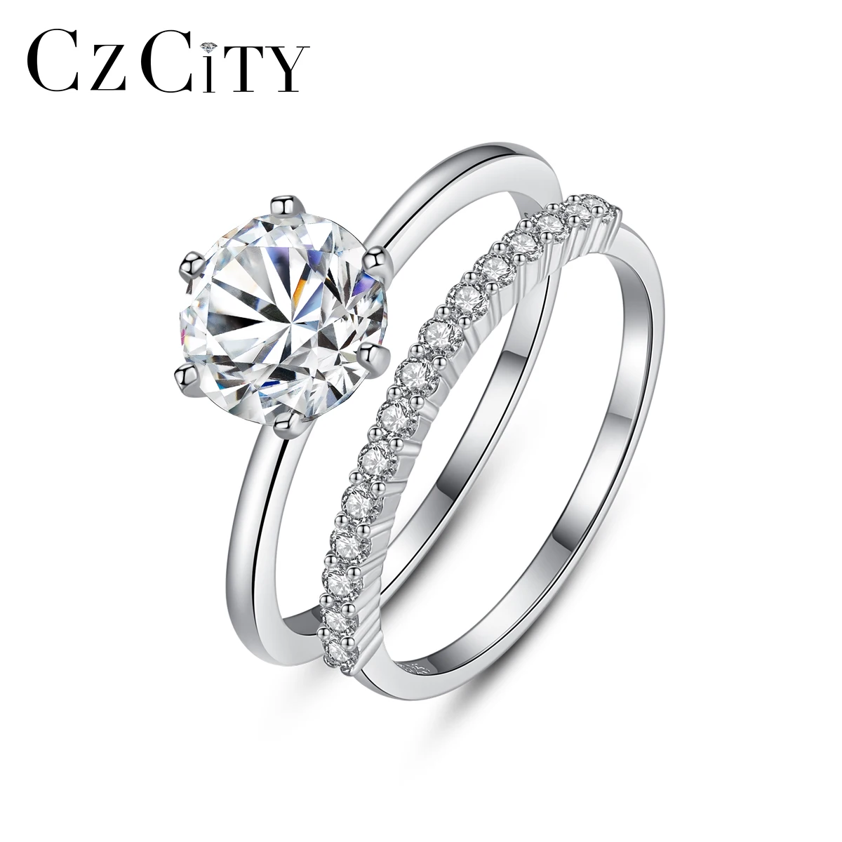 Уникальные Многослойные обручальные кольца CZCITY из стерлингового серебра 925