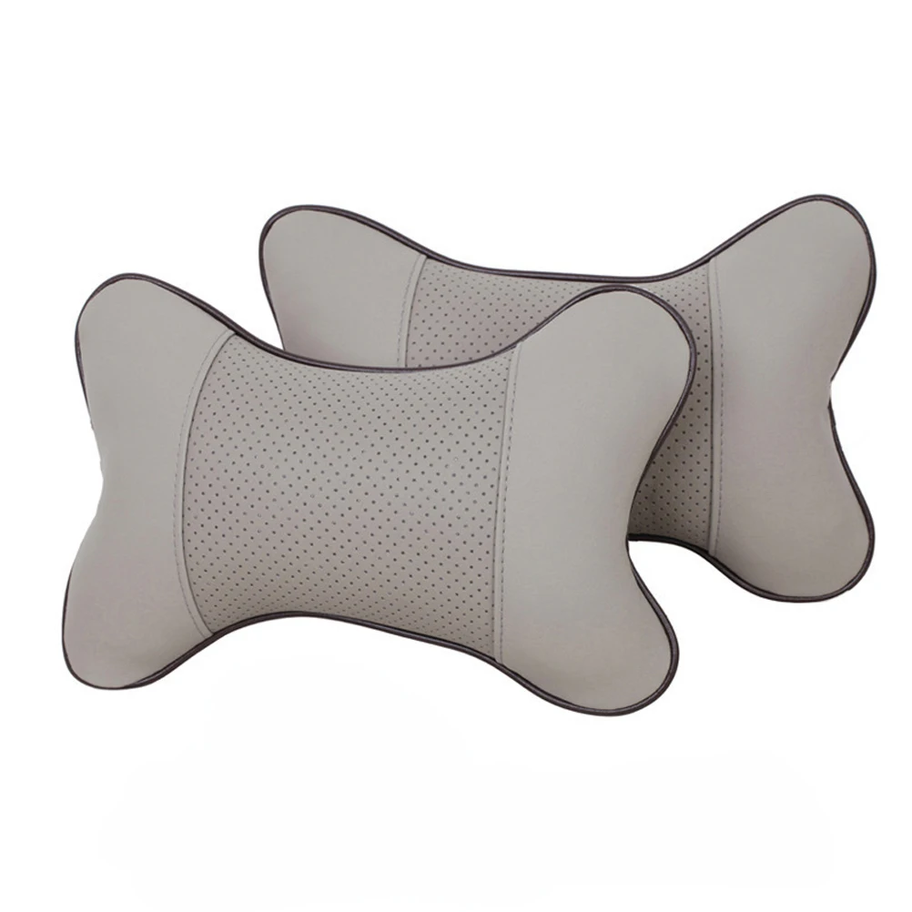 

2PCS Car Auto Bone Shape Seat Head Neck Rest Synthetic Leather Pillow Pad Rest