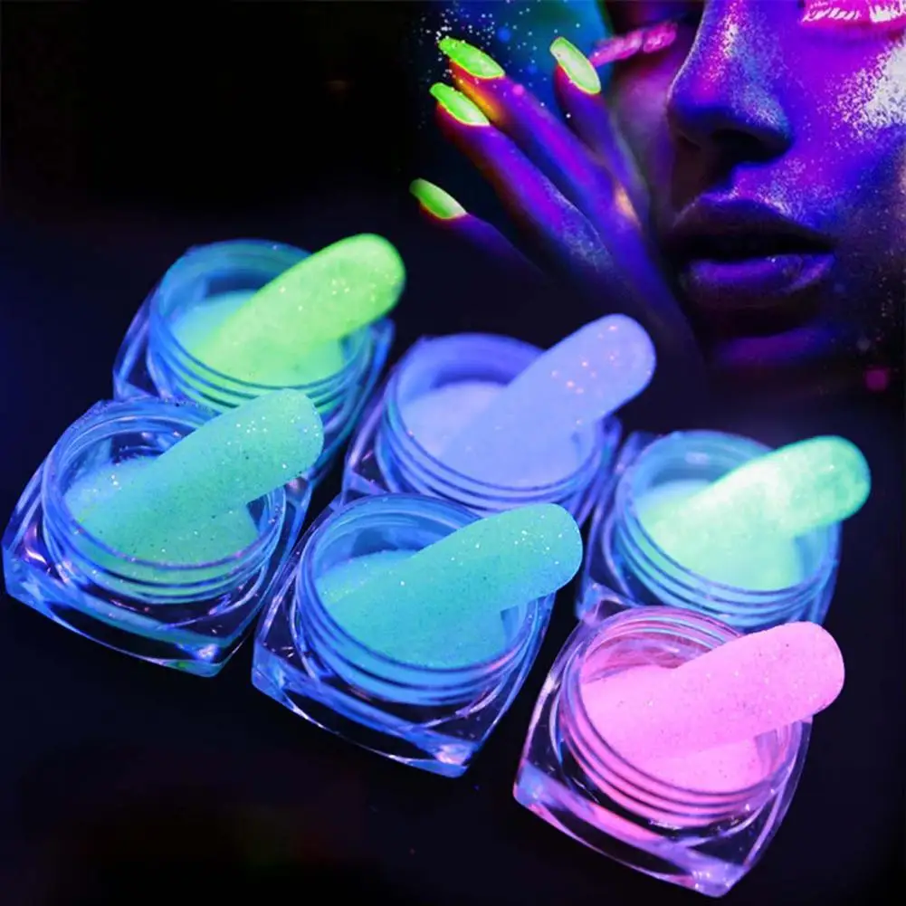 

Hot Sales!! 6 Boxes/Set Nail Sequins Noctilcent Glowing in Dark Luminous Chameleon Manicure Sequins for Female