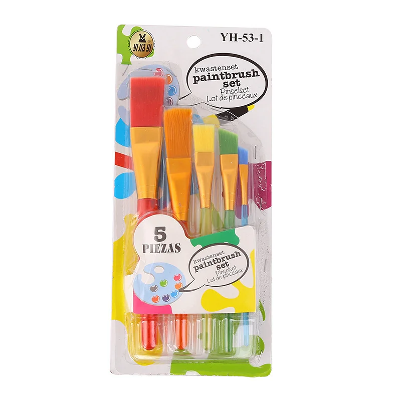 

5-piece Set Children's Color Brushes DIY Art Supplies Nylon Wool Gouache Oil Brush Wholesale Painting Supplies Watercolor Brush