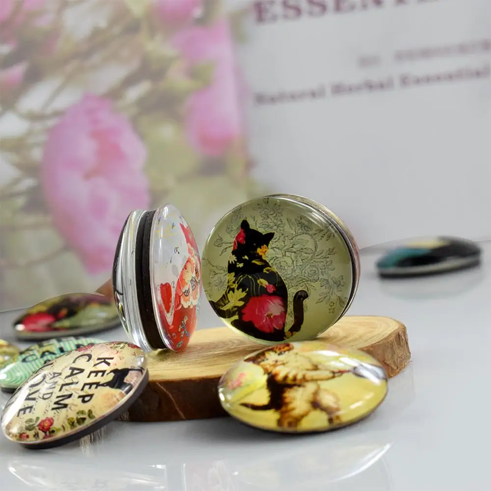 30 мм милый кот магнит на холодильник сувенир стеклянный купол декоративный