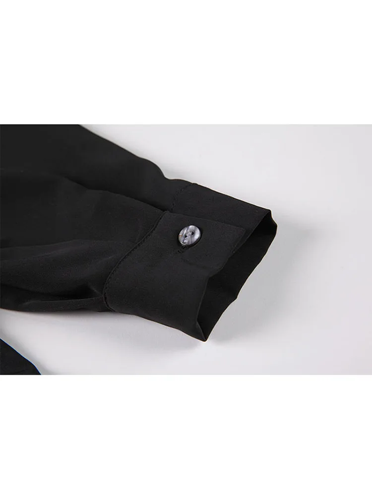 Женская винтажная блузка в готическом стиле Повседневная Свободная черная