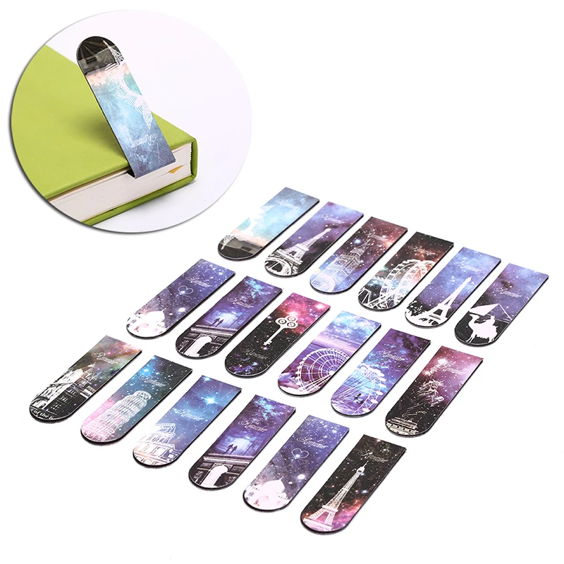 

6 Pcs/lot Romantic Paper Magnetic Bookmarks School Eiffel Tower Book Marks Paper Clip Supplies