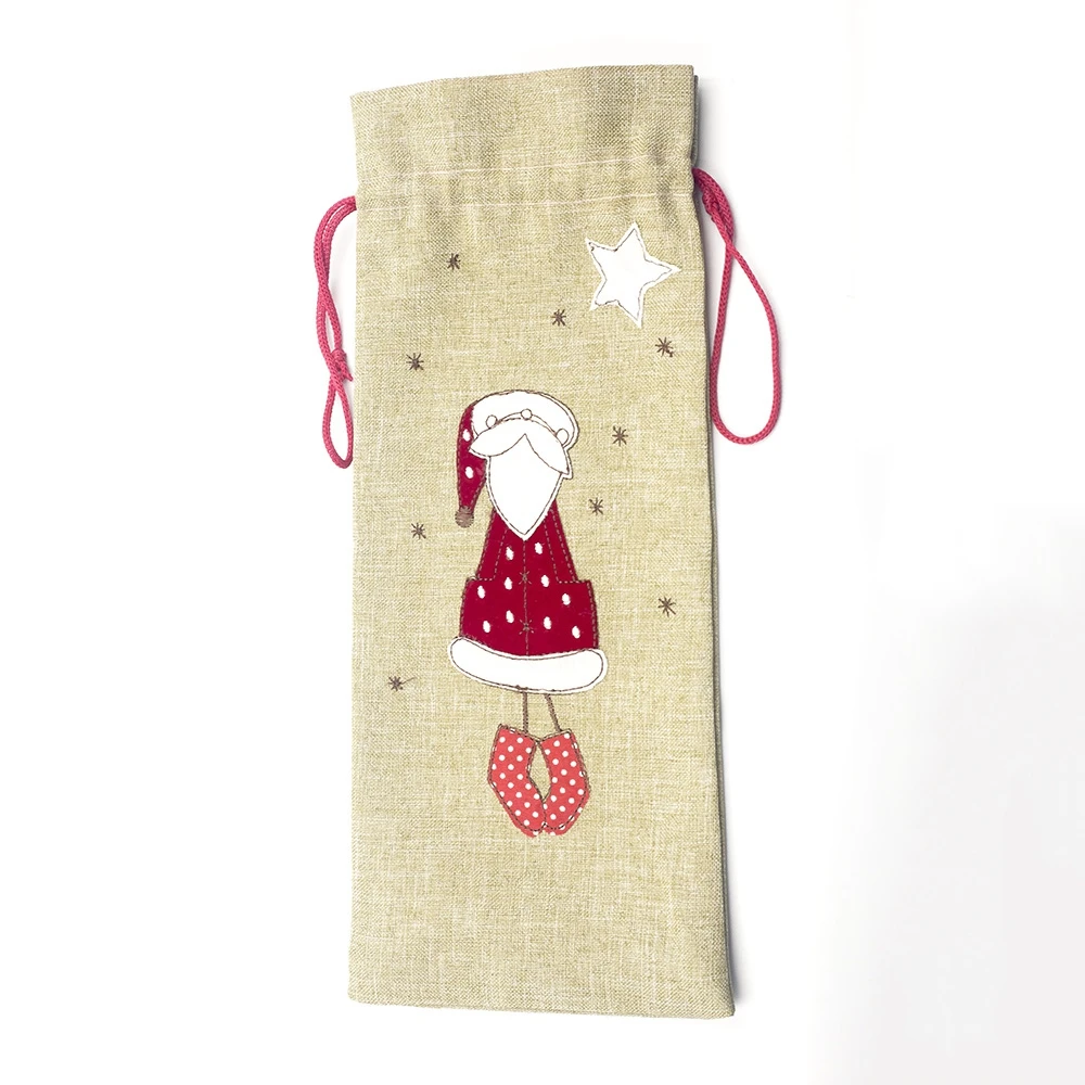linen santa Рождественский Декор для дома, Рождественский винный чехол для бутылки с Санта Клаусом, оленем, бутылка, одежда для кухни, Новогоднее украшение - Цвет: linen santa