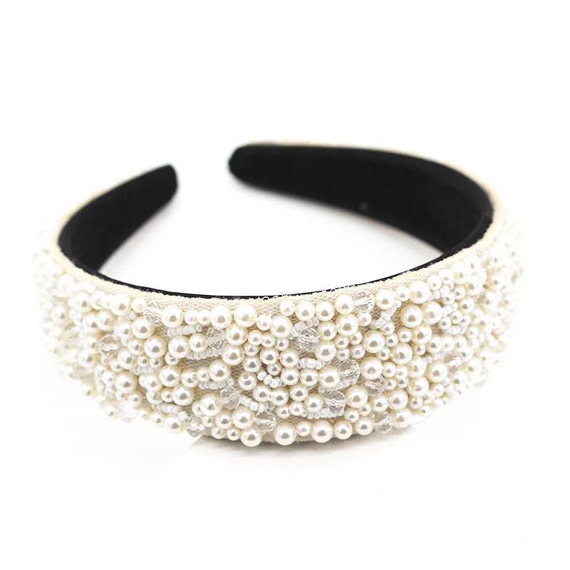 New Baroque hair hoop wide edge ladies pearl rice beads wild prom catwalk travel gift accessories 783 | Украшения и аксессуары