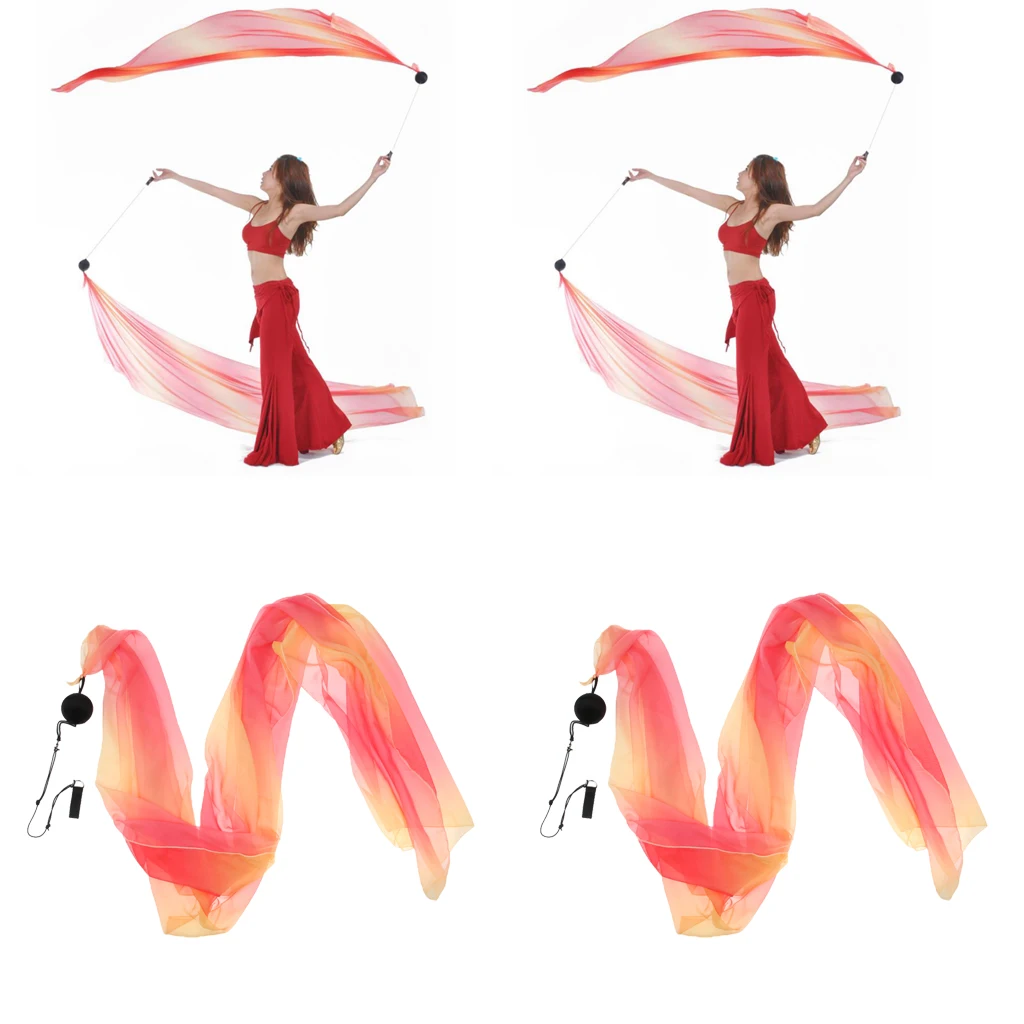 2 шт шелк вуаль пой брошенный мяч с регулируемой веревкой для танца живота Йога