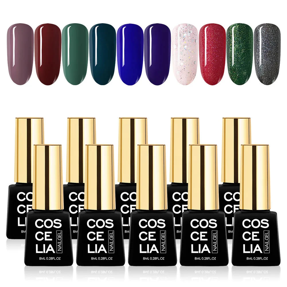 ONLY 10pc gel 02 COSCELIA 80 Вт УФ светодиодная лампа для сушки ногтей для маникюра Набор Комплект гель-лаков для ногтей электрическая дрель для ногтей маникюрные инструменты все для дизайна ногтей комплект - Цвет: ONLY 10pc gel 02