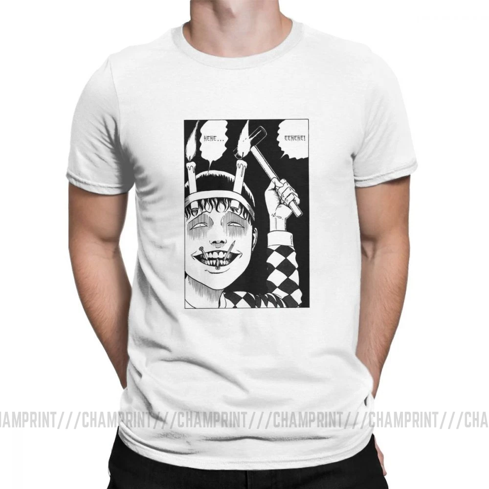 Винтажные мужские футболки Junji Ito, хлопок, футболка Tomie Japanese Kago Manga Horror Harajuku, футболки с коротким рукавом, Подарочная одежда - Цвет: Белый