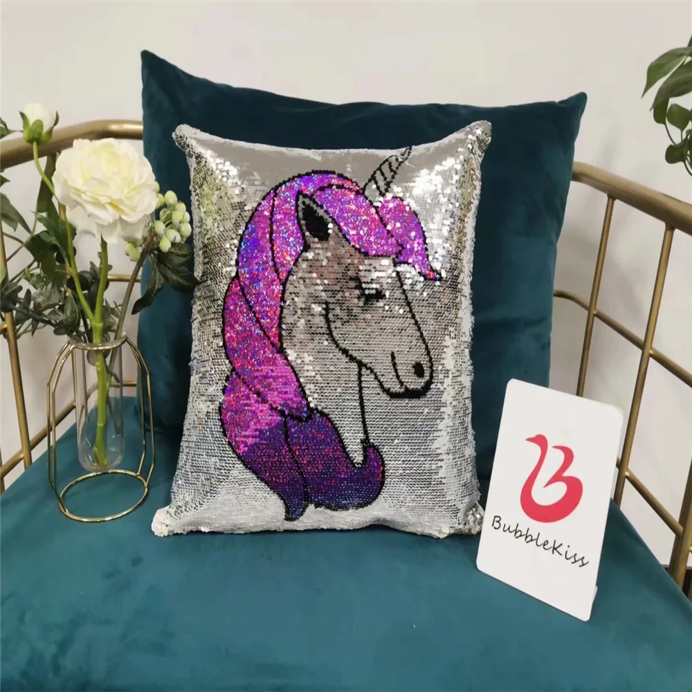 

2020 Cushion Unicorn Sequin Cushion Cover 40X40cm Mermaid Sequin Cushion Cover Decorative Pillows Decorative Pillow Case