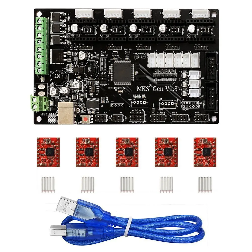 MKS Gen V1.4 3d комплект с RepRap + 5 шт. A4988 Драйвер 12864 Графический ЖК-дисплей | Компьютеры и