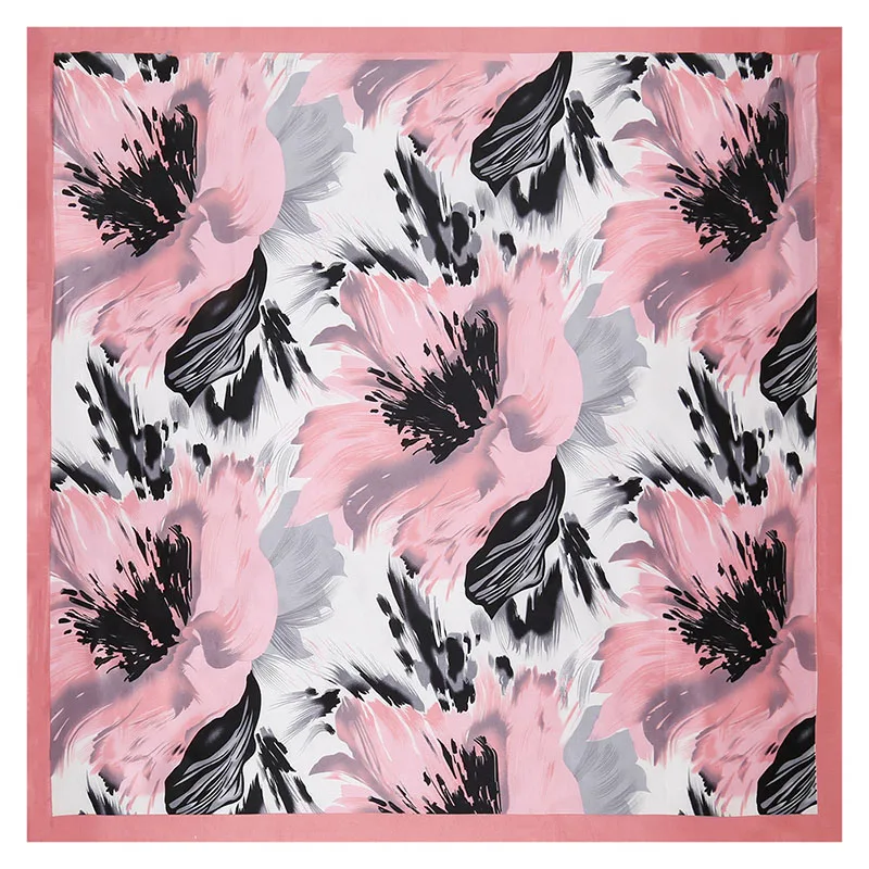 

90x90cm Ladies Satin Scarf Luxury Flowers Female Printed Head Hijab Girls Fashion Square Scarf Foulard Bandana For Women