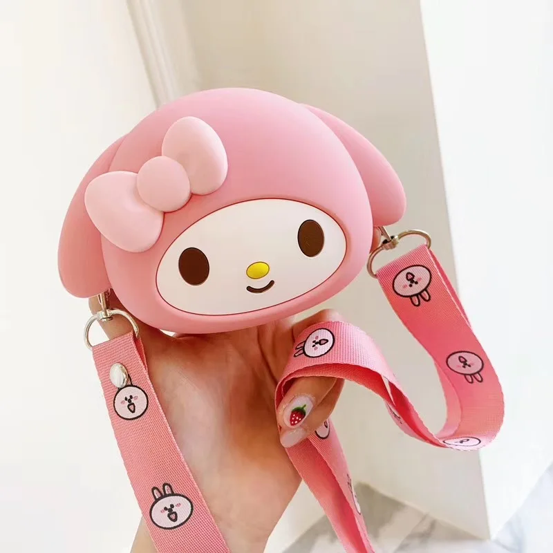Anime Cartoon Melody Messenger Bag Cinnamoroll Dog Kitty Cat Kawaii Children's Coin Purse Cute Silicone Bag for Kids Gift images - 6