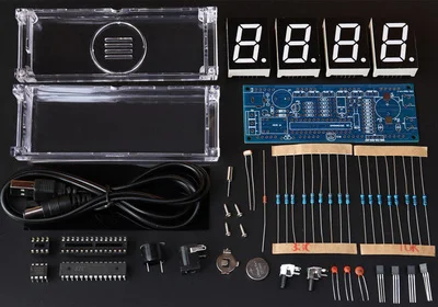 DIY 4 Digit LED Electronic Clock Kit With Vioce Light Control Function | Электронные компоненты и принадлежности