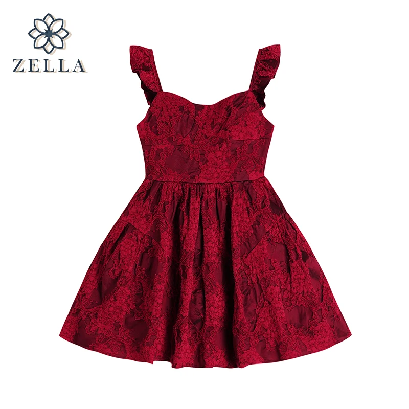 

Women Sexy Dress Spaghetti Strap Backless Mini Dresses Vintage Red Soild Color Vestidos Slim Trend High Waist Gothic Party Dress